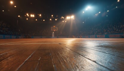 Empty Indoor Race Track with Bright Overhead Lighting and Wooden