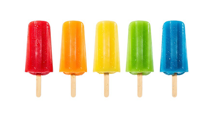 Assortment of colorful fruit popsicles isolated on transparent background