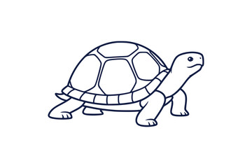 Simple outline illustration of a slow crawling turtle in single color
