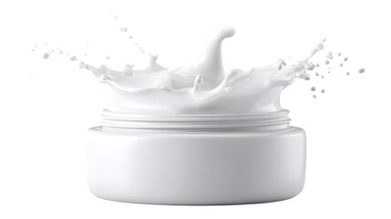 Milk Splash in Jar, 3d rendered, isolated on transparent background