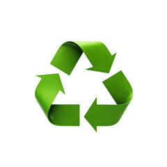 Obraz premium Green recycling symbol with three chasing arrows on a black background environment, Isolated On White Background, Png Transparent