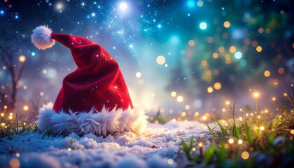 雪の上のサンタクロースの帽子