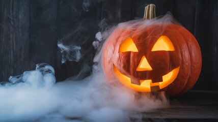 halloween jack o lantern with burning candle