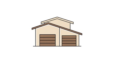 Modern Two-Car Garage Illustration with Gable Roof Design.