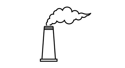 Factory chimney emitting smoke, pollution concept, environmental impact illustration.