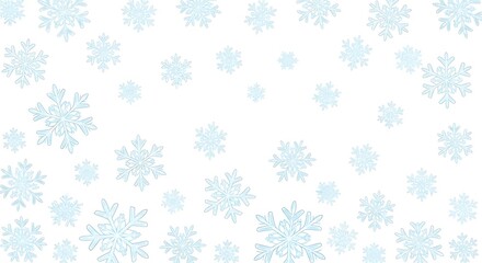 Light Blue Snowflake Pattern on White Background &ndash; Minimalist Winter Design for Seasonal Decor and Holiday Themes