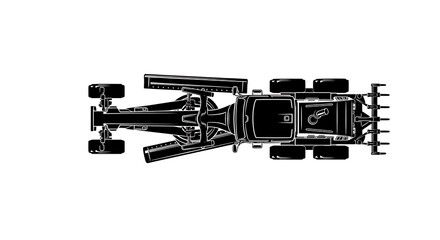 Overhead View of a Black and White Formula One Car.