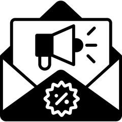 Free Discount Advertising Glyph Icon – Promotion, Marketing, and Sale Symbol
