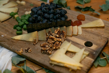 alimento, delicioso, aperitivo, alimento, mesa, fresco, sabroso, frio, salado, macro, quesos, nueces, cocina, exquisito, comida, delicioso, picada, casero, apetitoso, albahaca, uvas, frutas secas