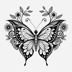 Fototapeta premium Elegant butterfly with floral accents for your designs