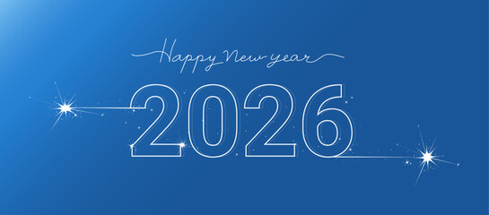 Happy new year 2026. Glitter on blue background. for banner, greeting card, poster and flyer. Vector illustration.