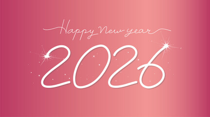 Happy new year 2026. Design for banner, poster, greeting card and flyer. Handwritten 2026. Vector illustration.