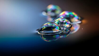 Iridescent Soap Bubbles – Close-Up Abstract with Colorful Reflections and Soft Focus