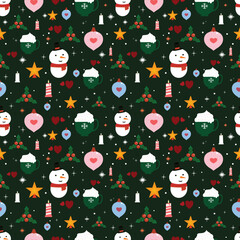 Seamless Christmas background with decorated Christmas. Perfect for holiday wrapping paper, greeting cards, and festive designs.