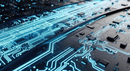 Explore the intricate world of technology with this captivating circuit board design, perfect for modern tech concepts and innovative digital solutions in the digital era