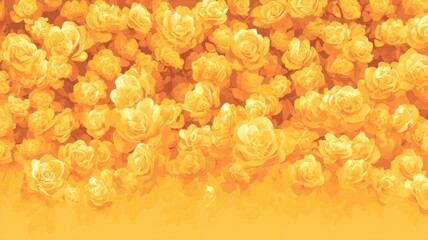 Radiant yellow floral pattern on solid background. AI image