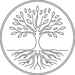Outline Tree of Life in Circle roots branches
