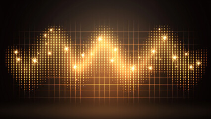 金色のドットで描かれた音の波形のような抽象的な背景