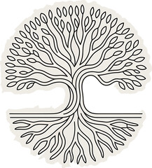 Stylized Tree of Life with Roots and Leaves branches
