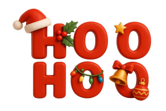 Ho Ho Ho text. Christmas. Upcoming holidays. Festive design.