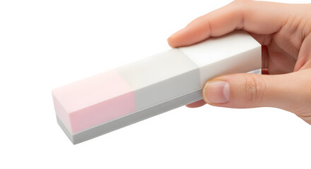 Female hand holding professional four-sided nail buffer block for polishing and manicure care isolated PNG with Transparent Background