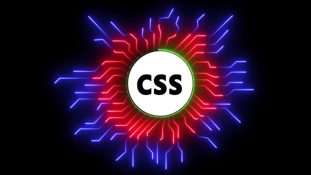 CSS programming language logo digital circuit board animation loop motion graphic