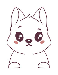 Cute cartoon animal illustration with big eyes and rosy cheeks, perfect for children's projects.