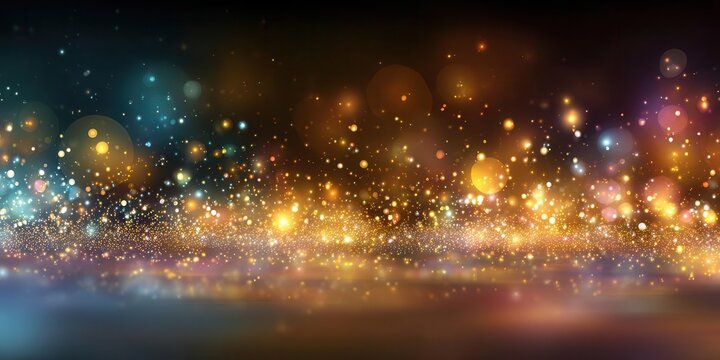 Abstract Sparkling Bokeh Background Golden Light Particles