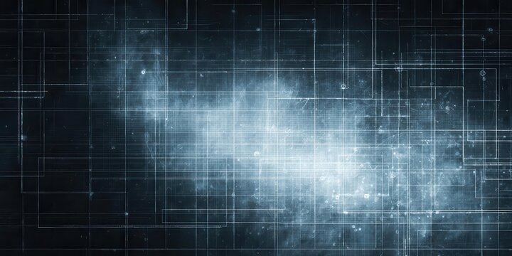 Abstract Tech Grid with Blue Grunge Background