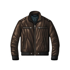Stylish brown leather jacket with a modern design, perfect for any casual or semi-formal occasion.