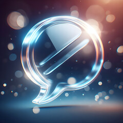 Raw Style UI Icon: Glassmorphism Chat Bubble with Crisp Highlight on a Deeply Blurred Bokeh Light Background