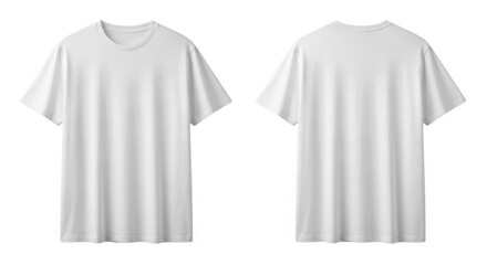 Front and back view of a plain white tshirt isolated on white background