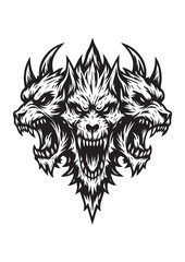 Cerberus Head Tattoo Design