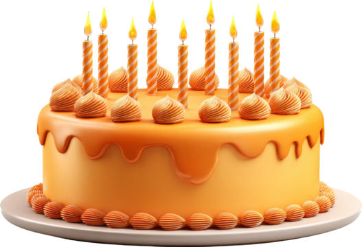 Orange birthday cake frosting candles celebration dessert