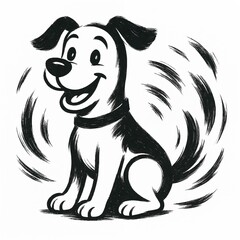 Happy puppy brushstroke illustration