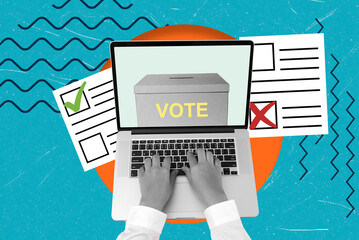 Art collage, Engaging in online voting while preparing ballots during election season