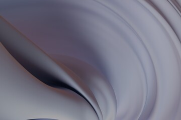 Soft, undulating abstract forms in muted purples and grays create a flowing, gentle composition with smooth curves and subtle shadows, evoking draped fabric