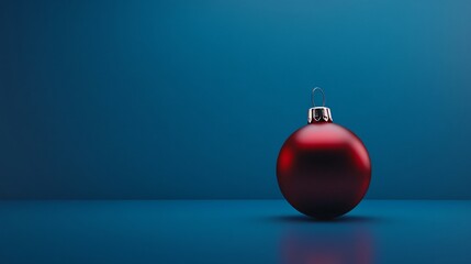 Elegant Red Bauble on Blue Background