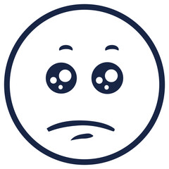 Illustration of a sad emoji face with large eyes, symbolizing disappointment and concern.