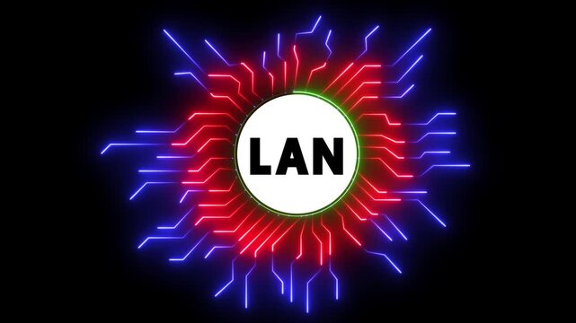 LAN network technology digital connection animation data stream computer network communication