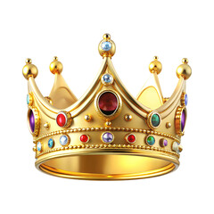 Shiny Gold Crown with Gems Clipart PNG.