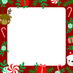 Festive Christmas Frame with Holiday Elements. Memopad. Vector illustration.