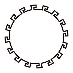 Simple circular frame with greek style patterns, perfect for design and decorative projects.