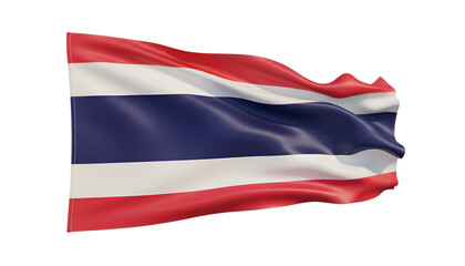 Naklejka premium Thailand's Flag in the Wind: A vibrant display of the national flag, its stripes billowing in the breeze, symbolizing the nation's identity and pride.