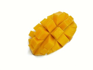 Fresh mango slices isolated on white background 