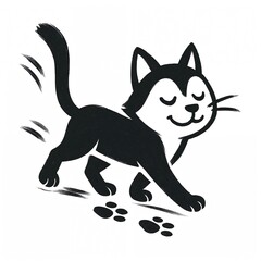 Curious cat brushstroke illustration