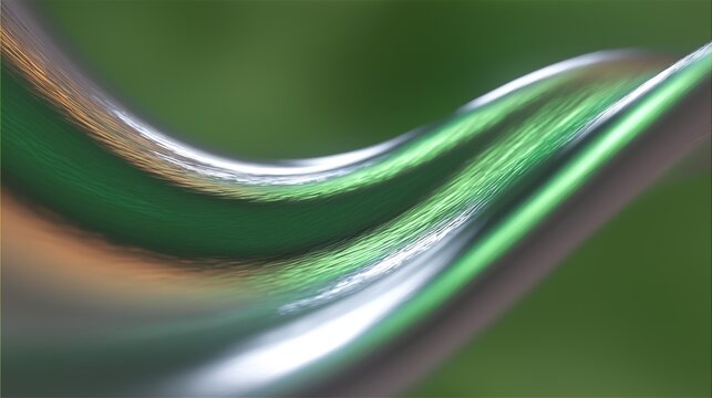 Wavy Green Leaf Macro with Soft Bokeh