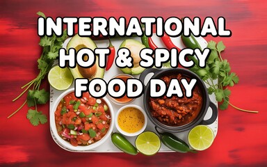 International hot and spicy food day celebration with vibrant dishes