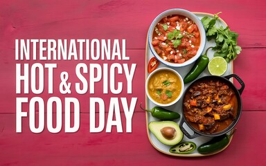 International hot and spicy food day celebration with delicious dishes