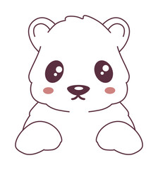 Charming cartoon bear with big eyes and blush cheeks, perfect for children's decorations and designs.